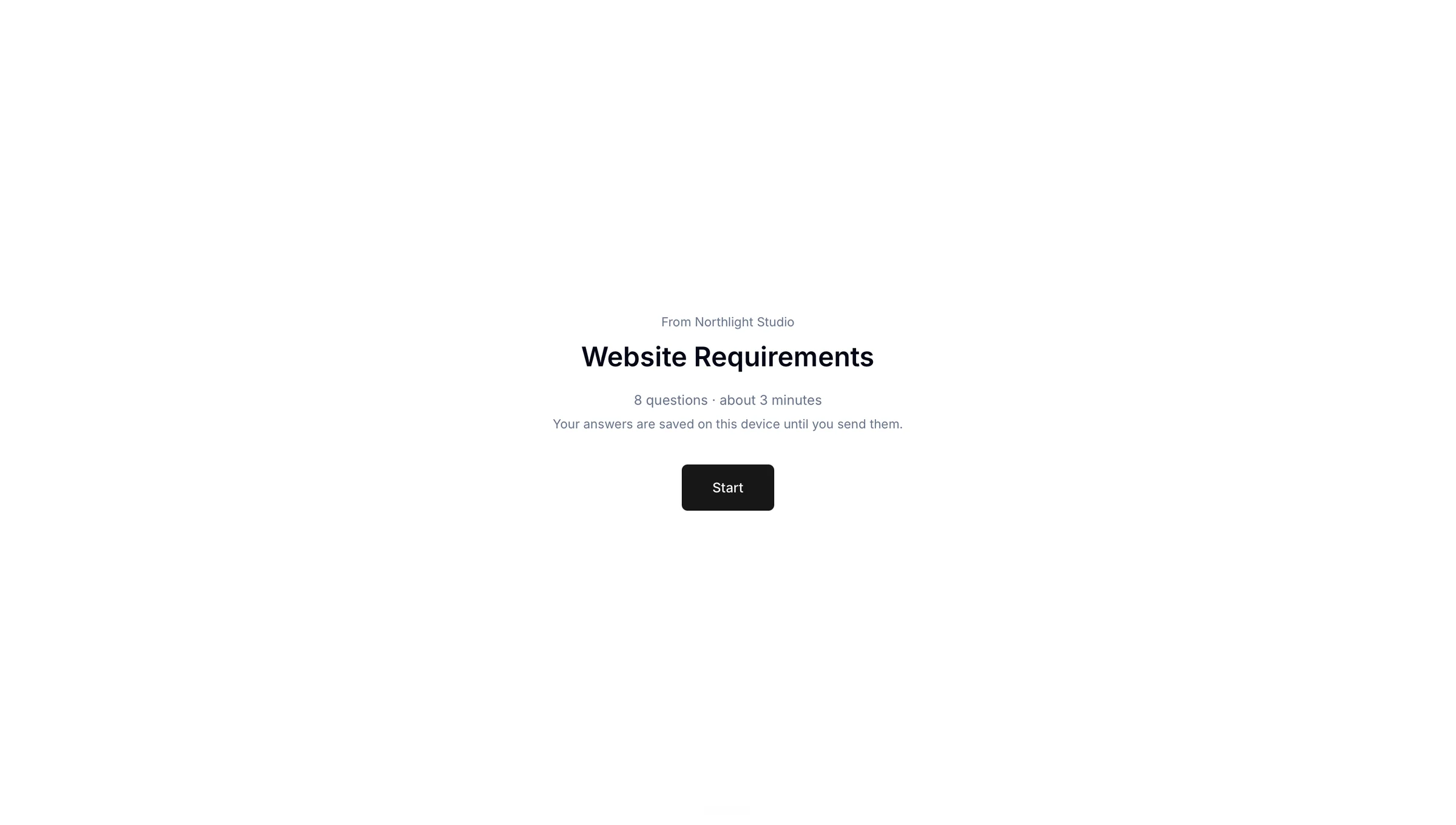 The opening screen of a Kaizen questionnaire, as the client sees it